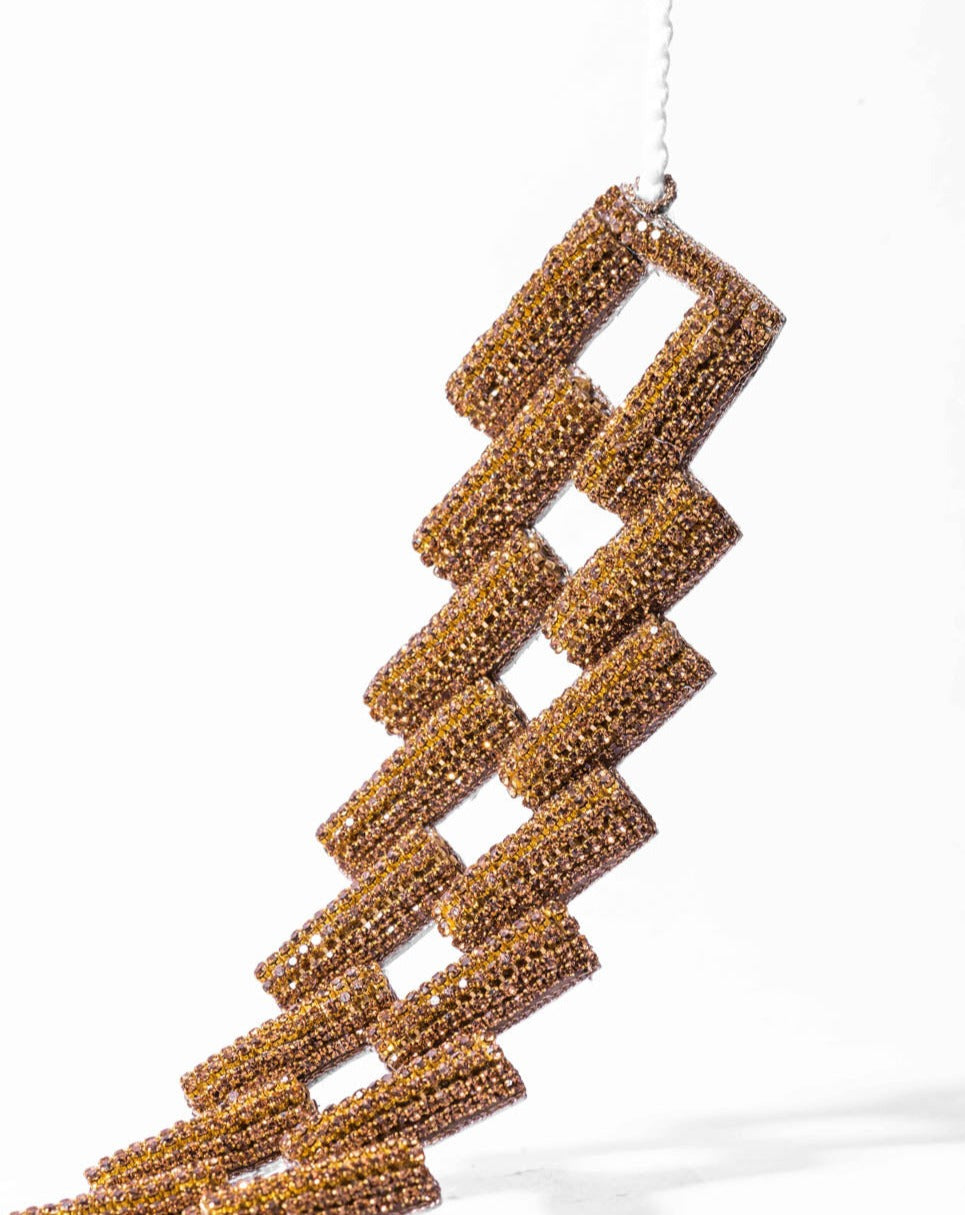 Thin Cuban Crystal Choker in Champagne Gold Amama