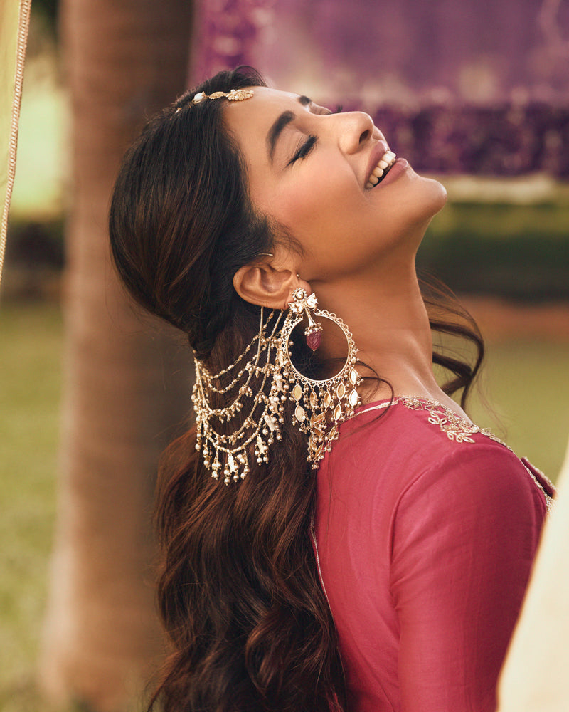 Basra Sahara In Pearls And Gold Earcuff (Set of 2)