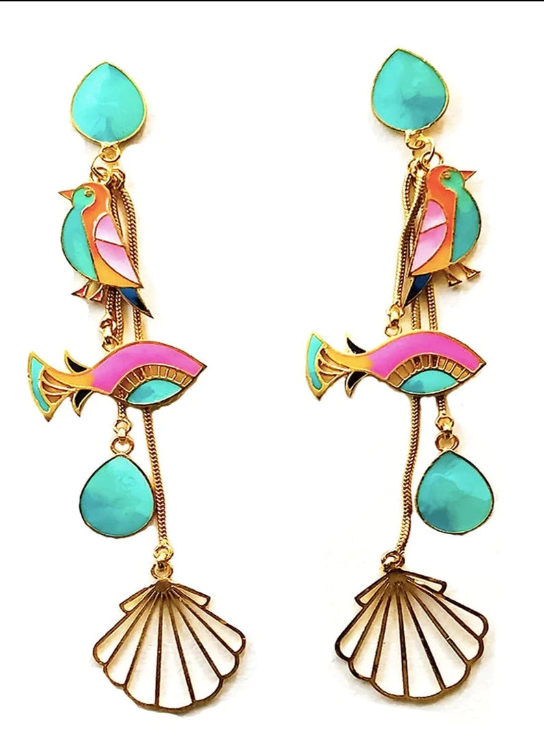 Amama,Bird And The Fish Earrings