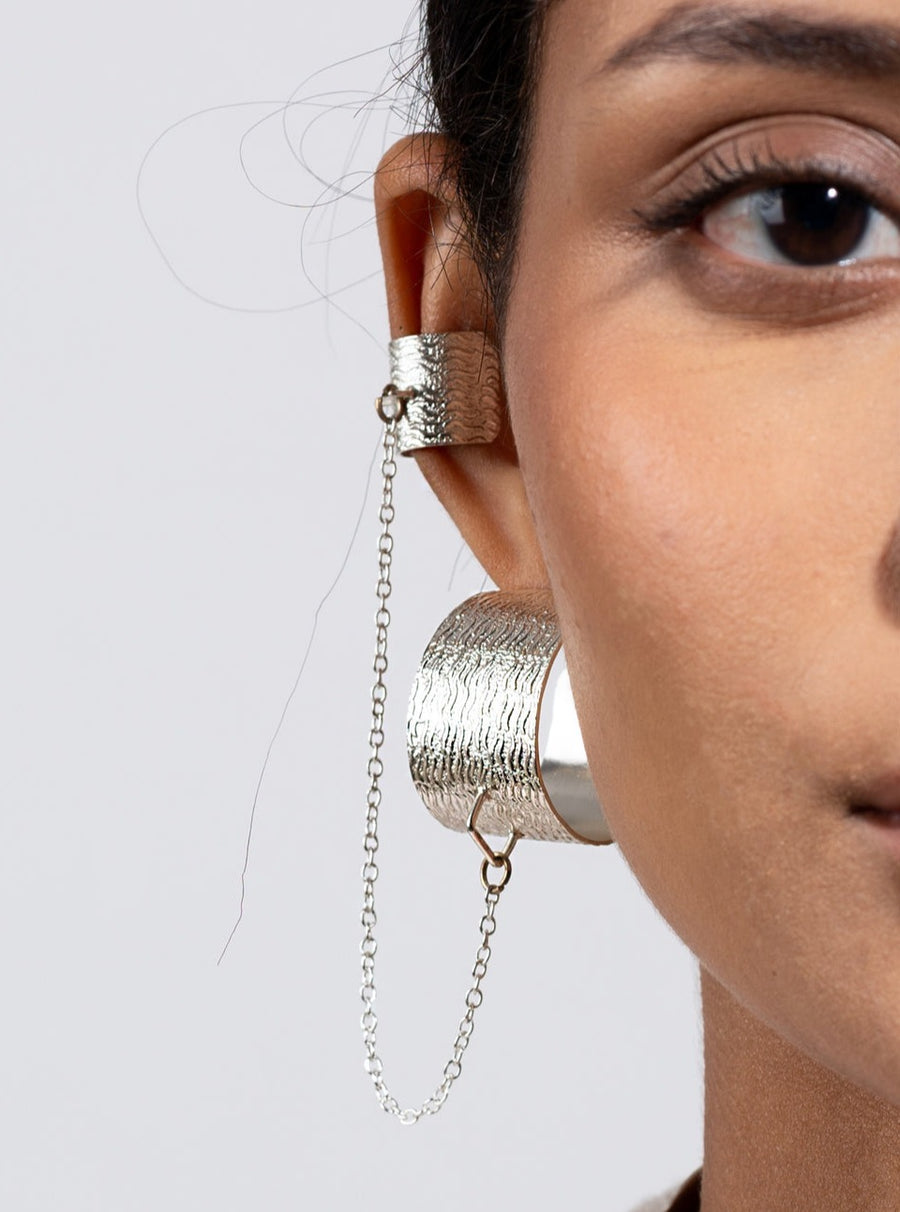 Textured Hoops With Earcuff
