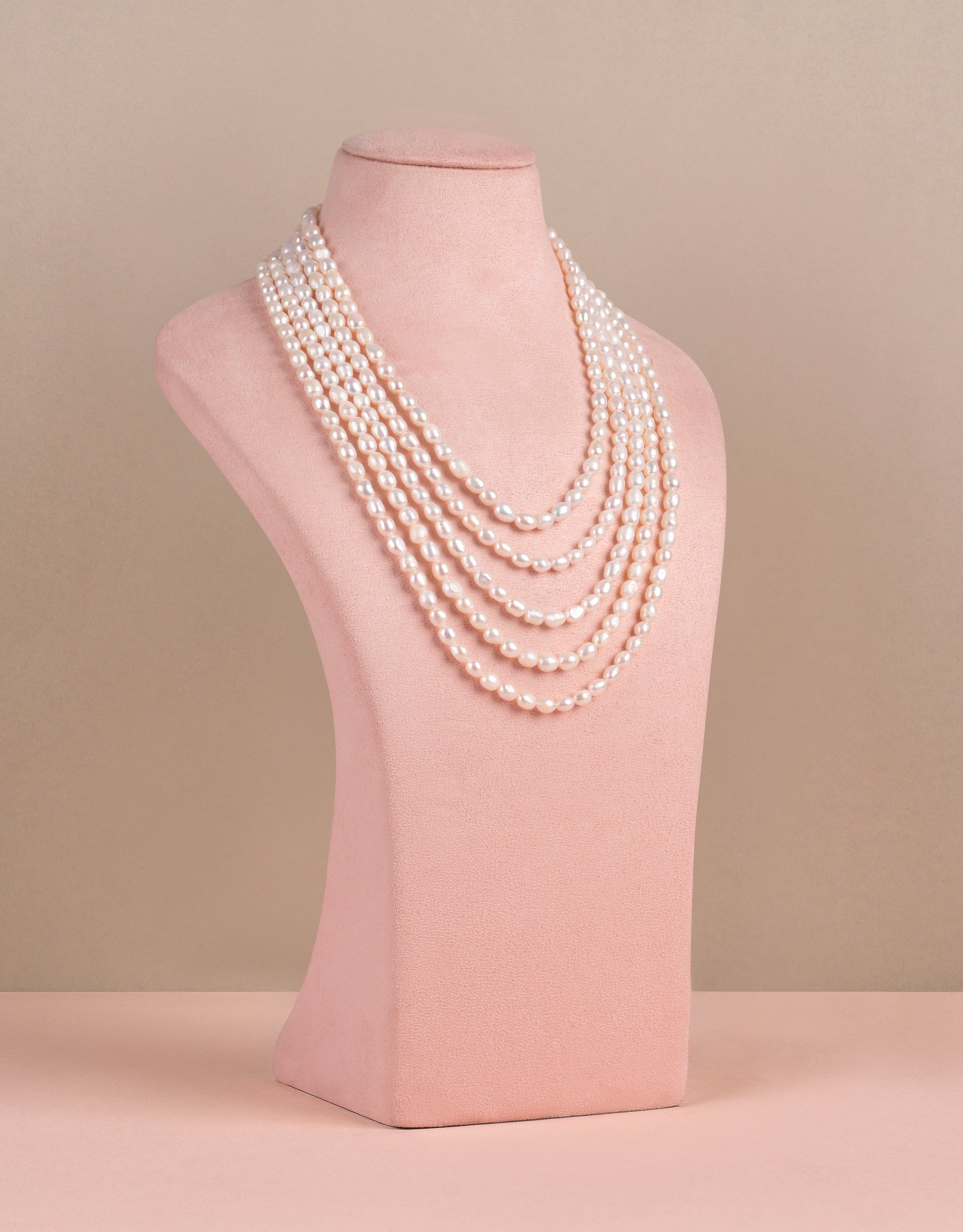 Amama,Layered Rice Pearl Necklace