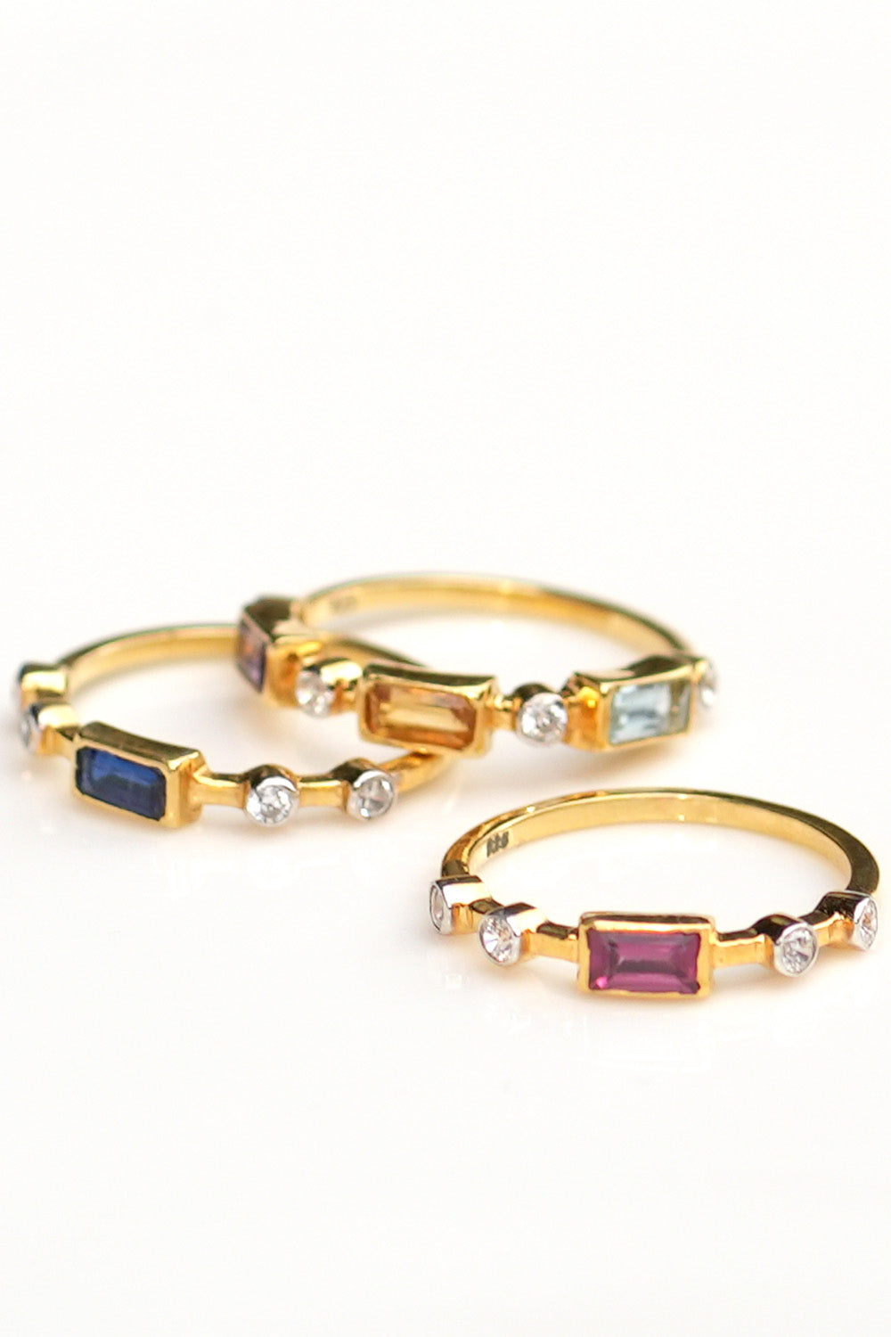 Amama,Classic Multi Gemstone Rings (Set Of Three)