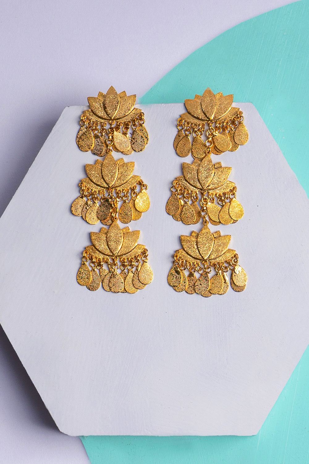 Amama,Golden Lotus Earrings