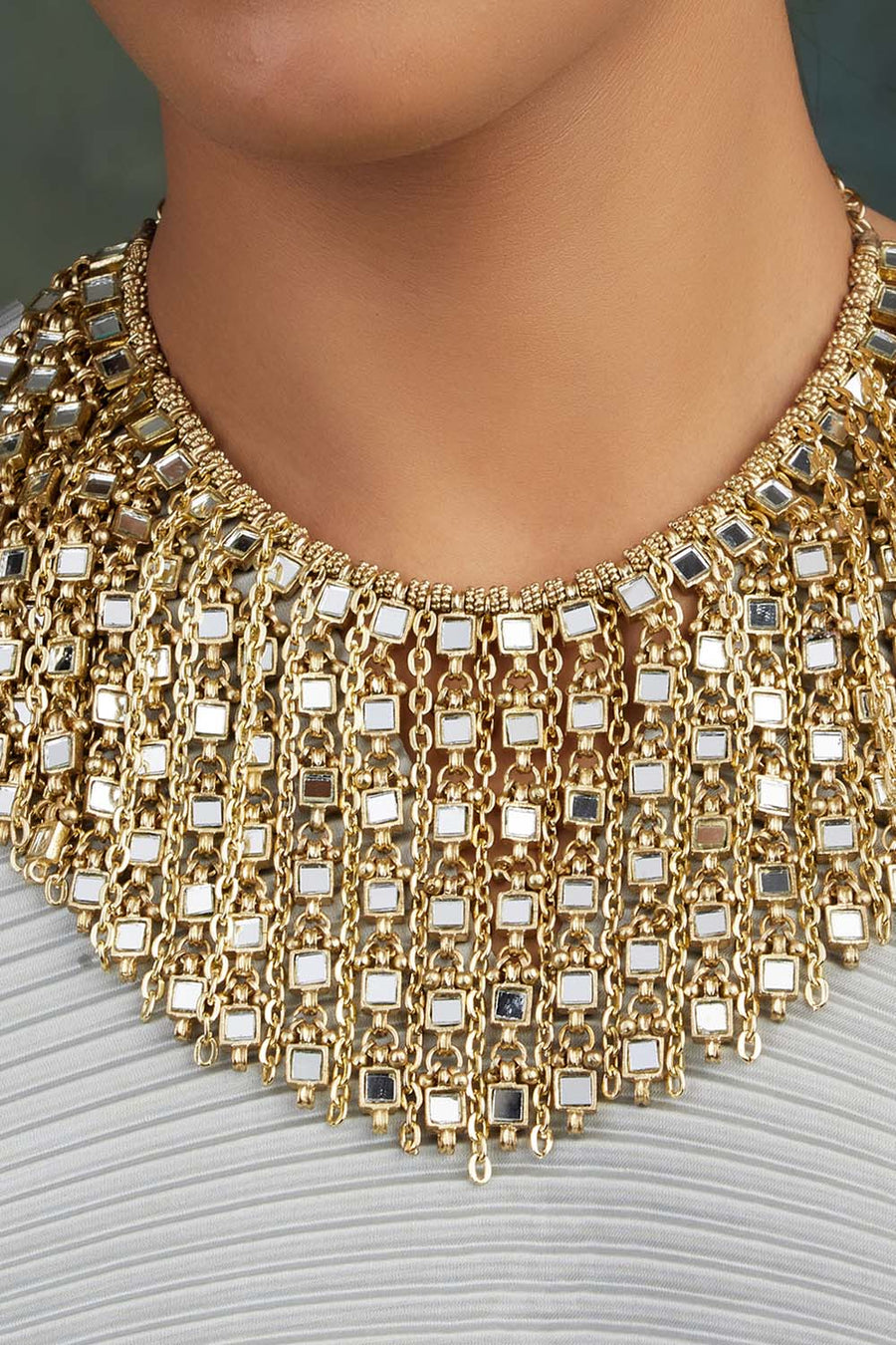 Mirror Gold Waterfall Necklace